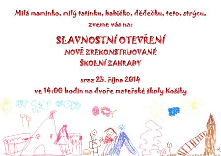 otvírání zrekonstruované zahrady mateřské školy